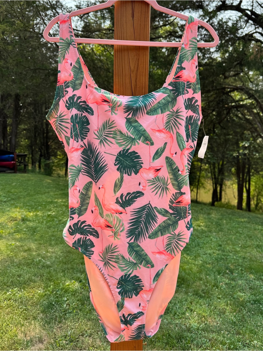 Old Navy Pink Flamingo & Green Palm One-Piece Swimsuit